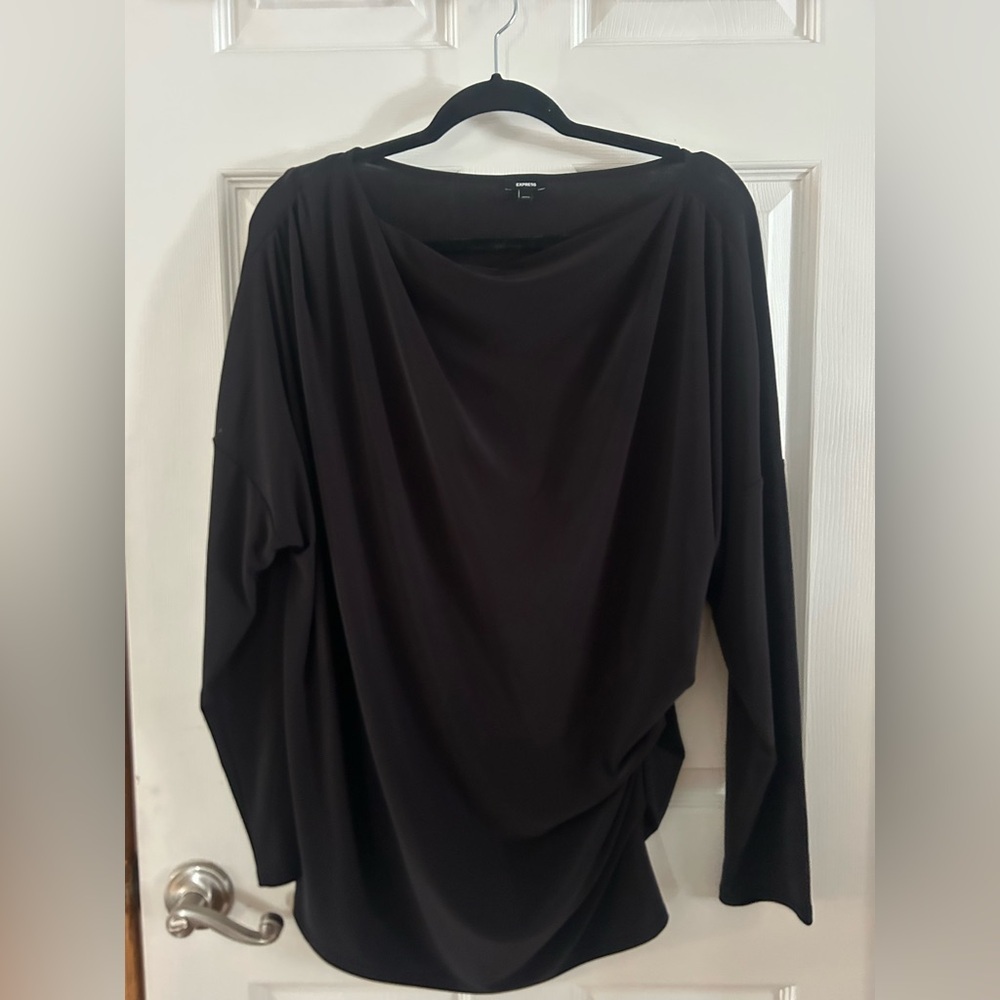 Express Black Draped Blouse Extra Large - Picture 2 of 4